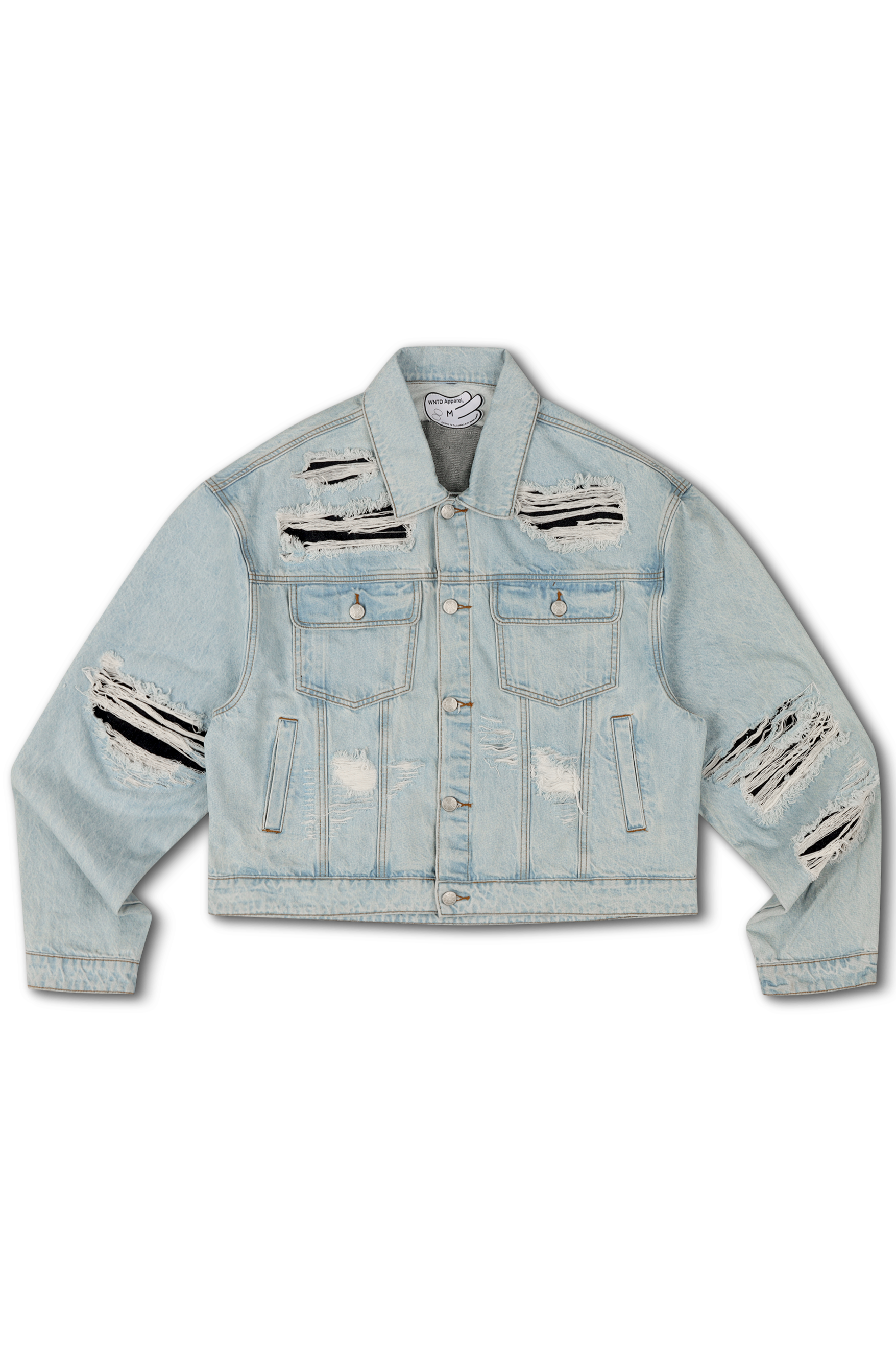 DISTRESSED DOUBLE DENIM JACKET